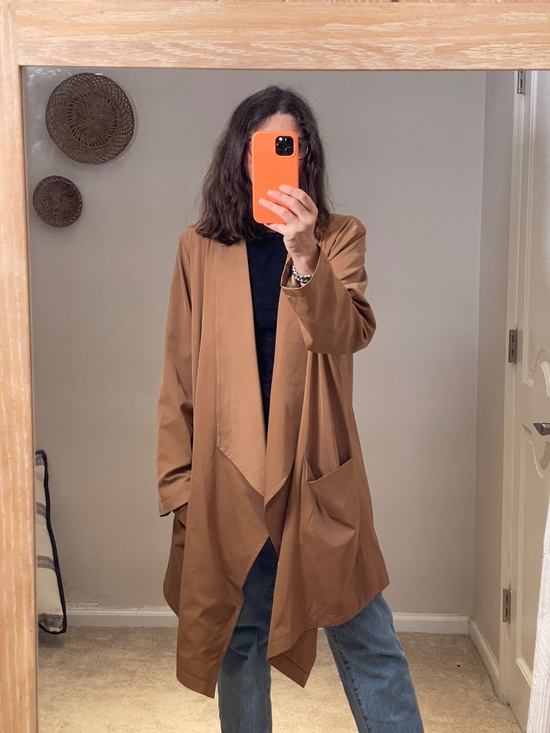 Amaryllis Jackets & Blazers - Amaryllis cognac and animal print 80s style trench coat women 1X
